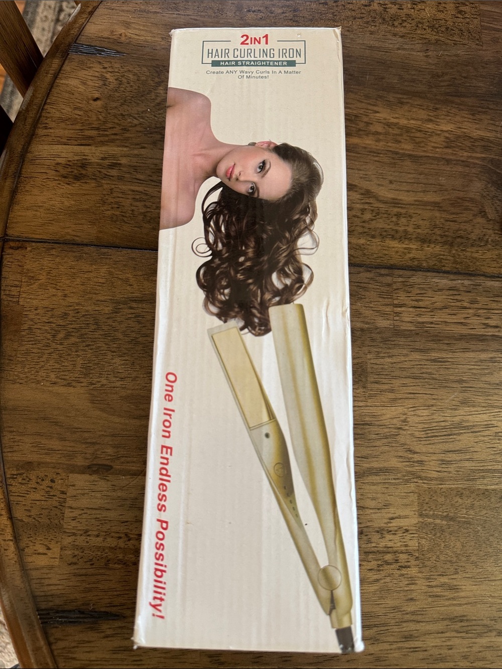 2-in-1 Hair Curling Iron & Straightener - Gold